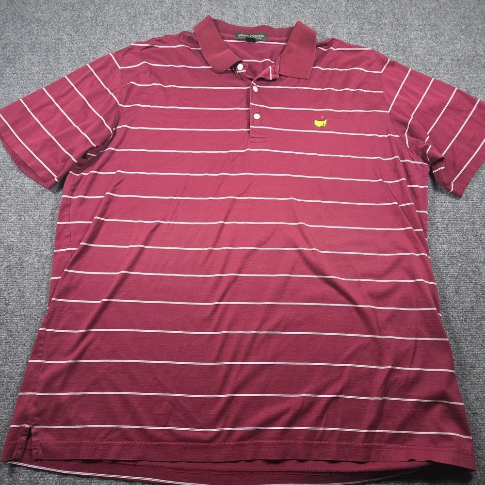 Masters Amen Corner Golf Polo Shirt Men 2XL Red Stripe Embroidery Logo XXL